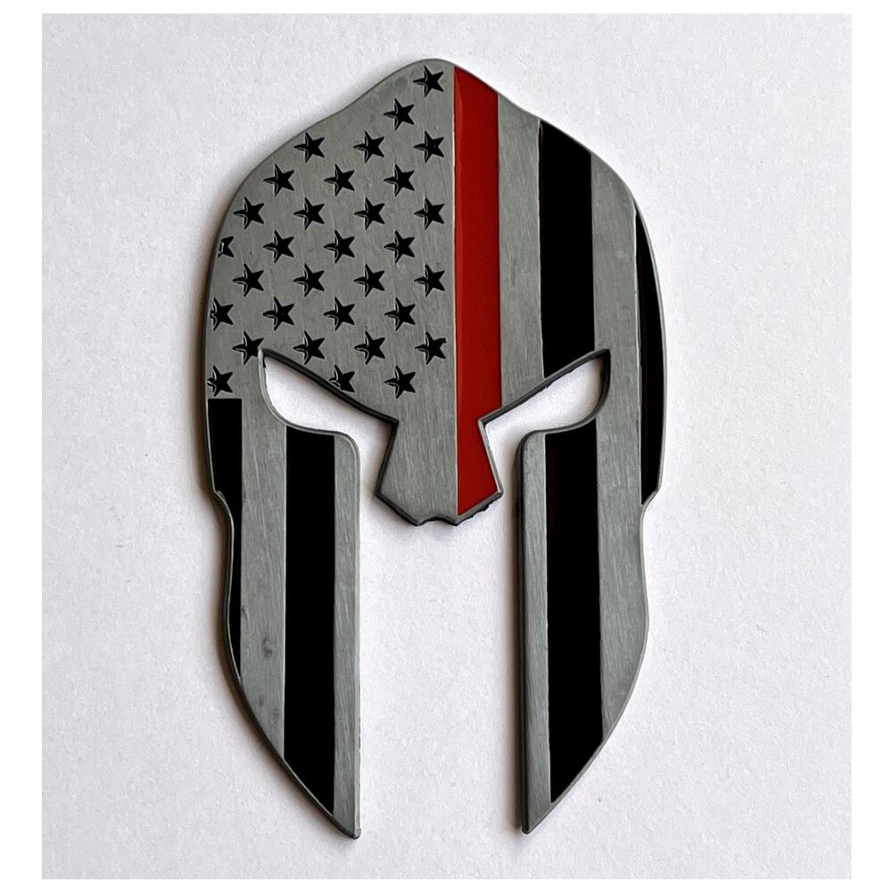 Thin Red Line FD American Flag Car Decal Spartan Helmet Vehicle Emblem
